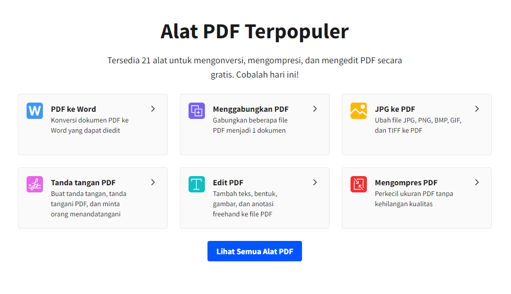 Fitur PDF yang ada di situs smallpdf.com untuk ubah foto jadi dokumen PDF