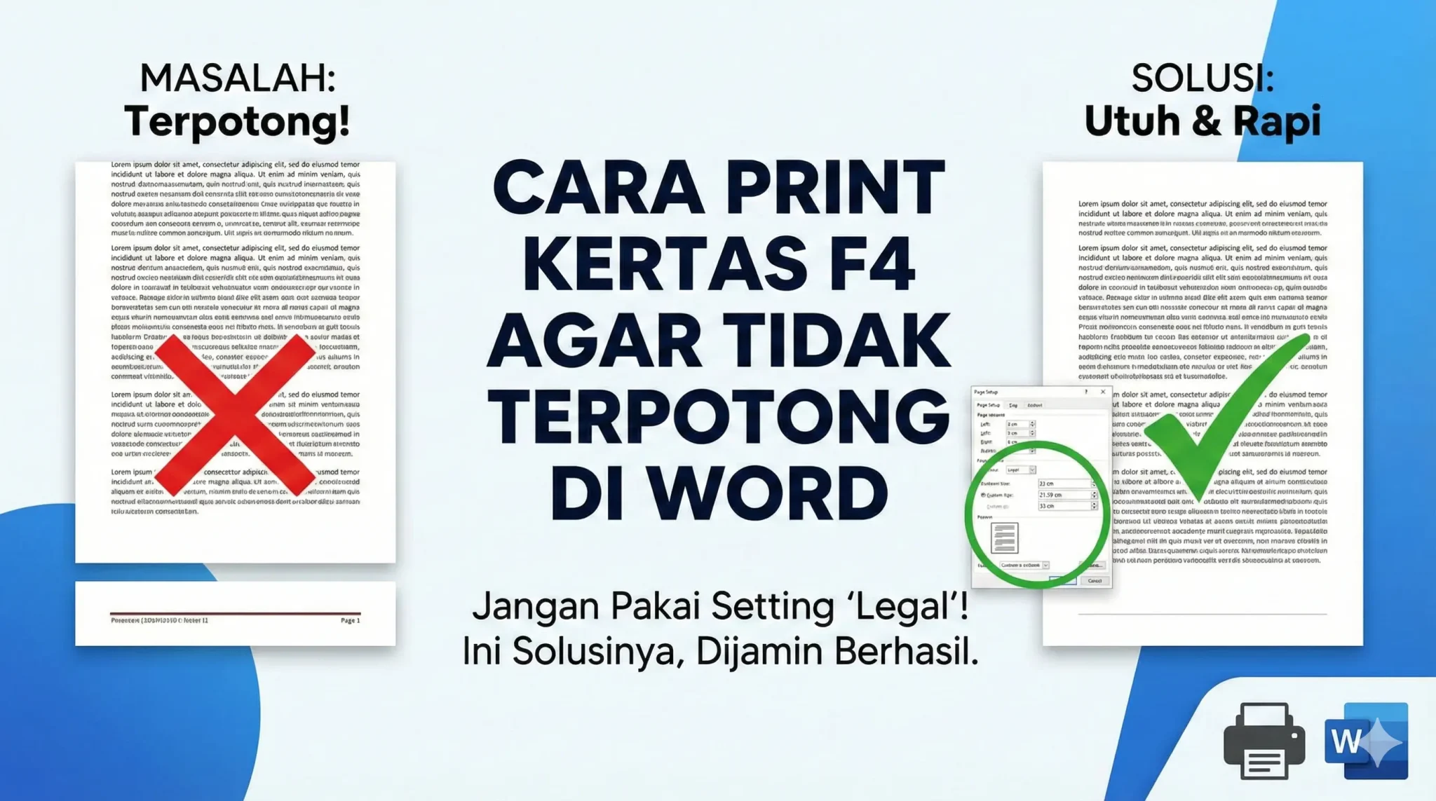 Cara print kertas F4 agar tidak terpotong di Word