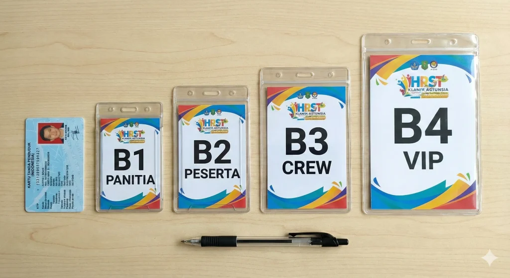 Perbandingan Ukuran Casing Plastik: Dari kiri ke kanan B1, B2, B3 (paling populer), dan B4 jumbo. Perhatikan perbandingannya dengan pulpen standar.