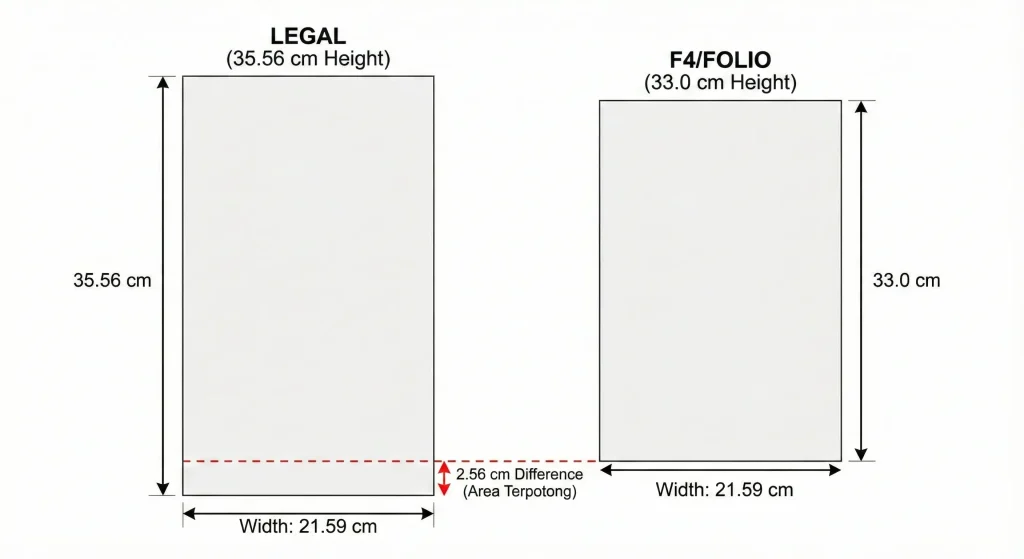 Perbandingan Ukuran LEGAL dan F$