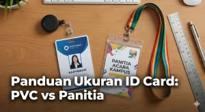Perbandingan ukuran ID Card bahan PVC karyawan dan ukuran ID card panitia casing plastik B3